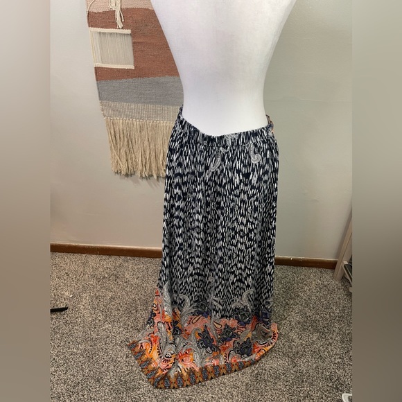 ANTHROPOLOGIE SKIES ARE BLUE Lined Boho Maxi Skirt w Side Slits M - Picture 3 of 5